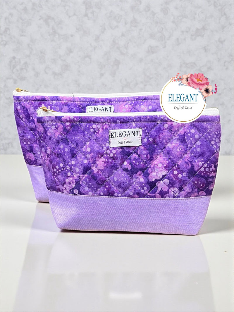 Elegant floral quilted pouch, set of 2
