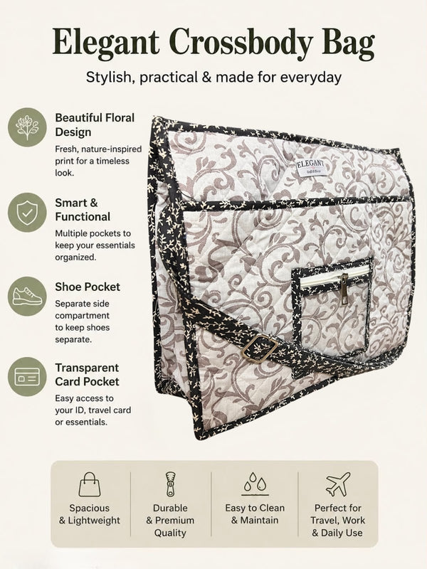 Elegant Crossbody Bag with shoe compartment and ITS/ Card pocket best for Ashara