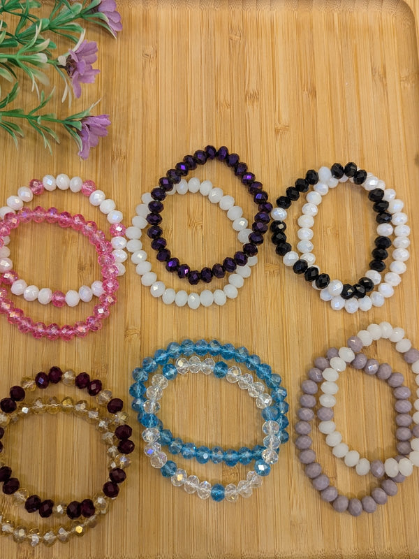 Two-Tone Handcrafted Faceted Crystal Bracelet Duos