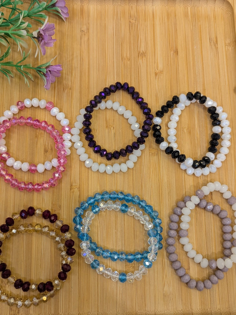 Two-Tone Handcrafted Faceted Crystal Bracelet Duos