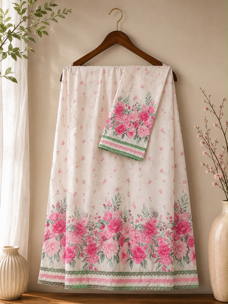 Powder pink floral border rida Sale