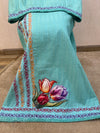 Beautiful fresh sea green pintex style fabric