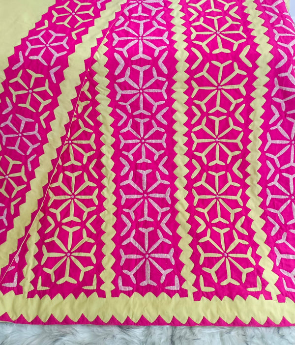 Yellow with hot pink