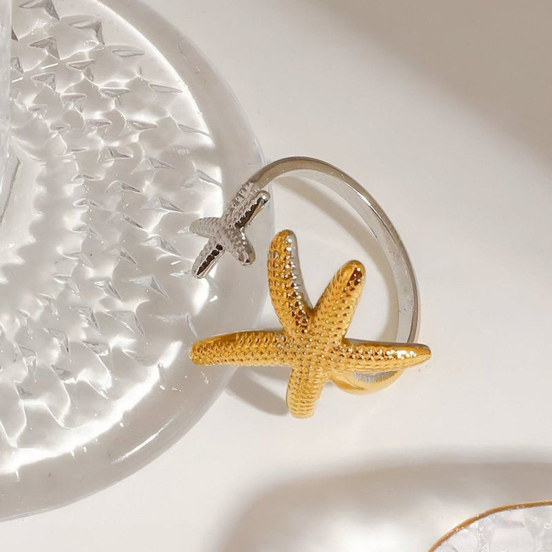 2 Tone Starfish adjustable ring