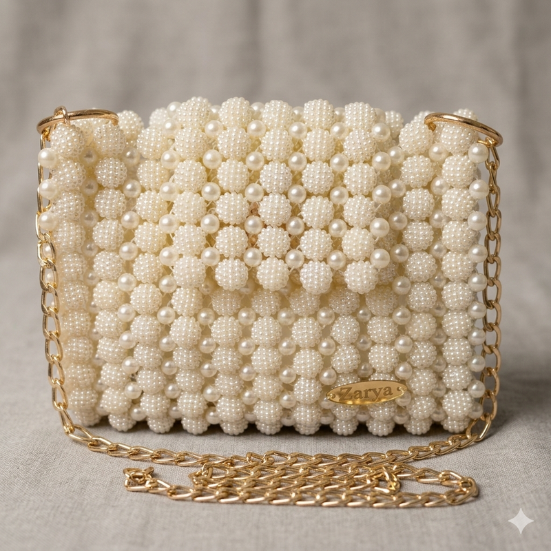 Round beads with pearls bag