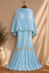 Sky Blue With Gold Hand Embroidered Rida