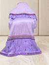 Floral embroidery on sheer net panel