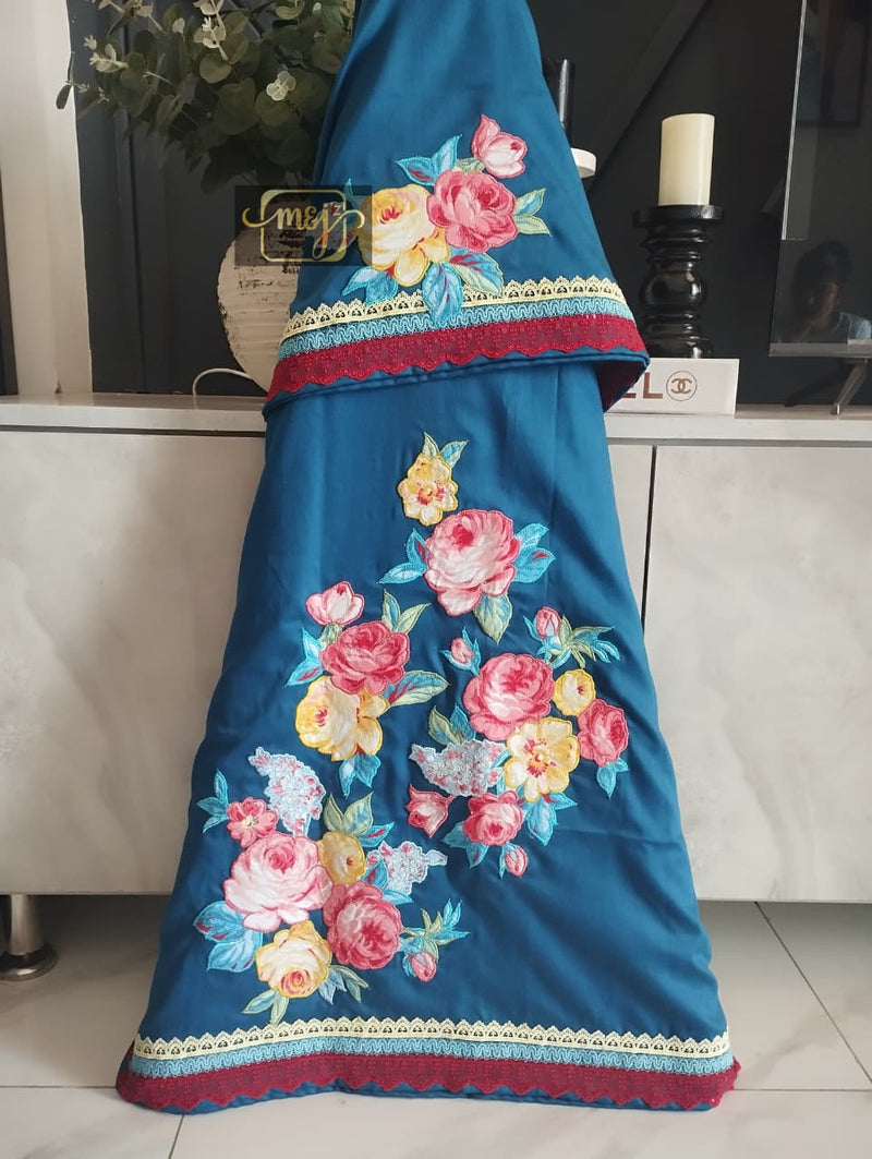 Blue with roses