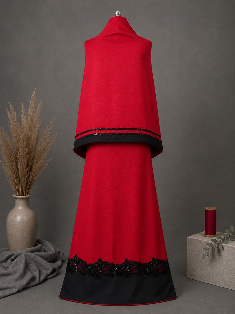 Red/Black Cotton Lava Silk Cutdana Lace Border Roda Sale