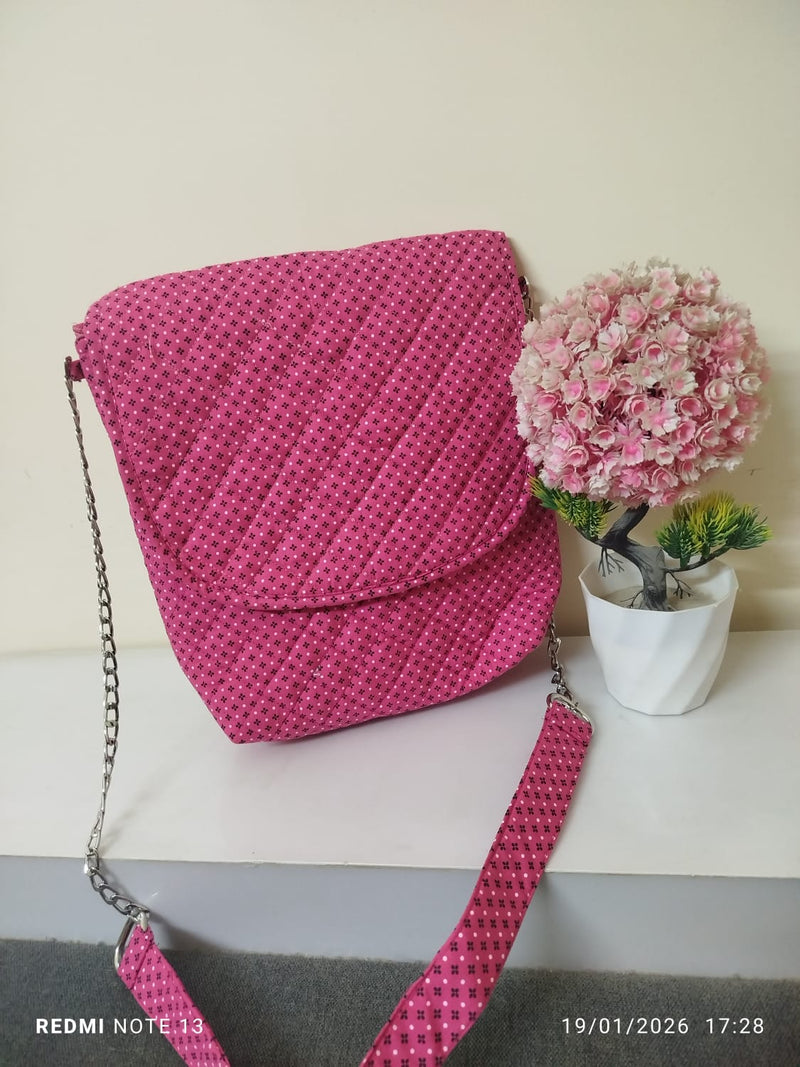 Pink & Black Flap Bag