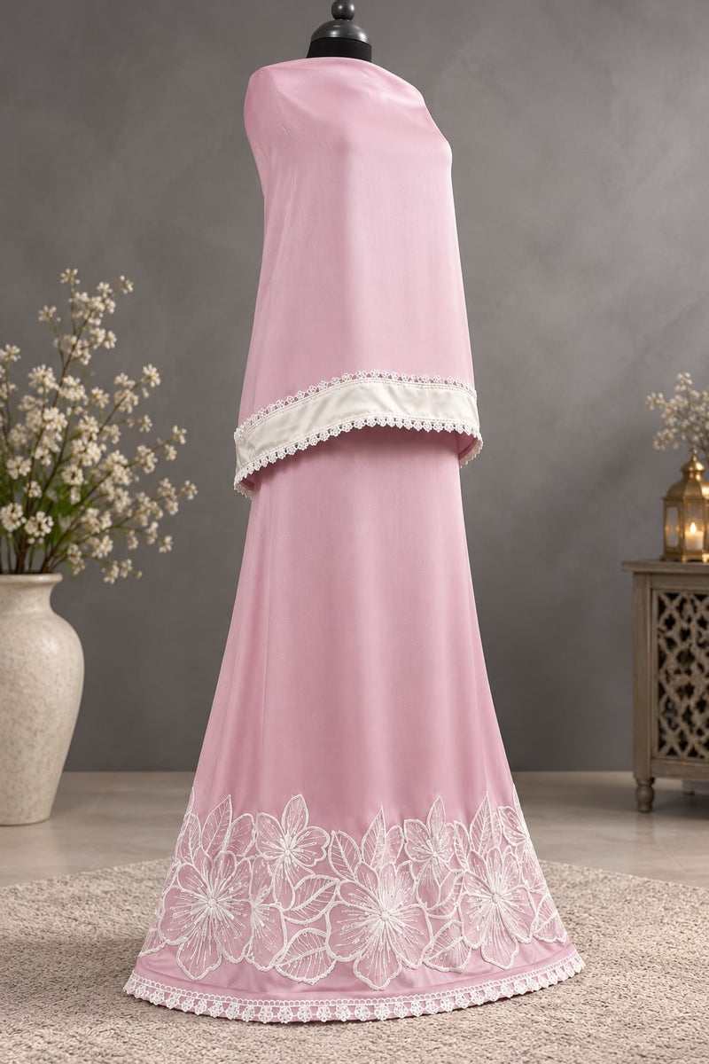 Ombré shade onion pink cutdana work rida