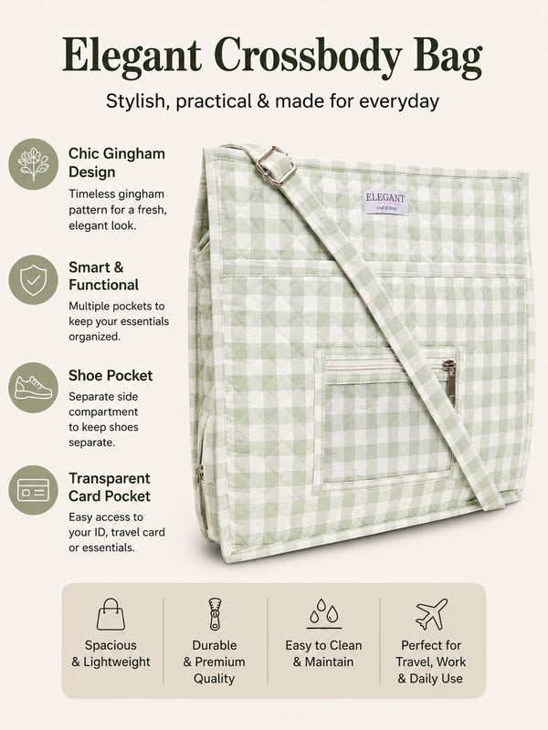 Elegant Crossbody Bag with shoe compartment and ITS/ Card pocket best for Ashara