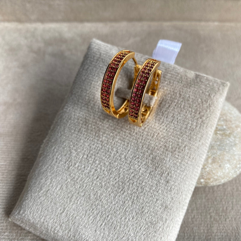 Ruby Crystal Filigree Hoop Earrings