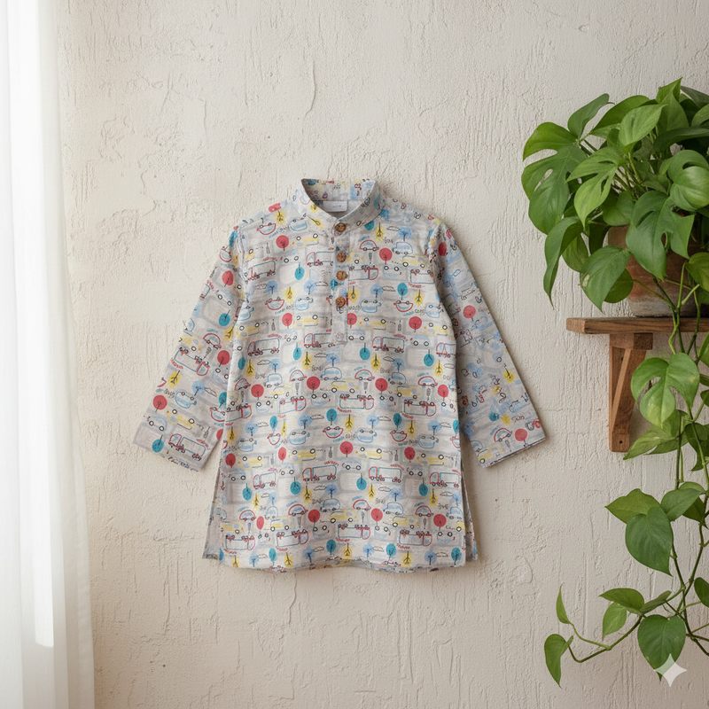 "Vehicles On the Road" printed kurta size 22