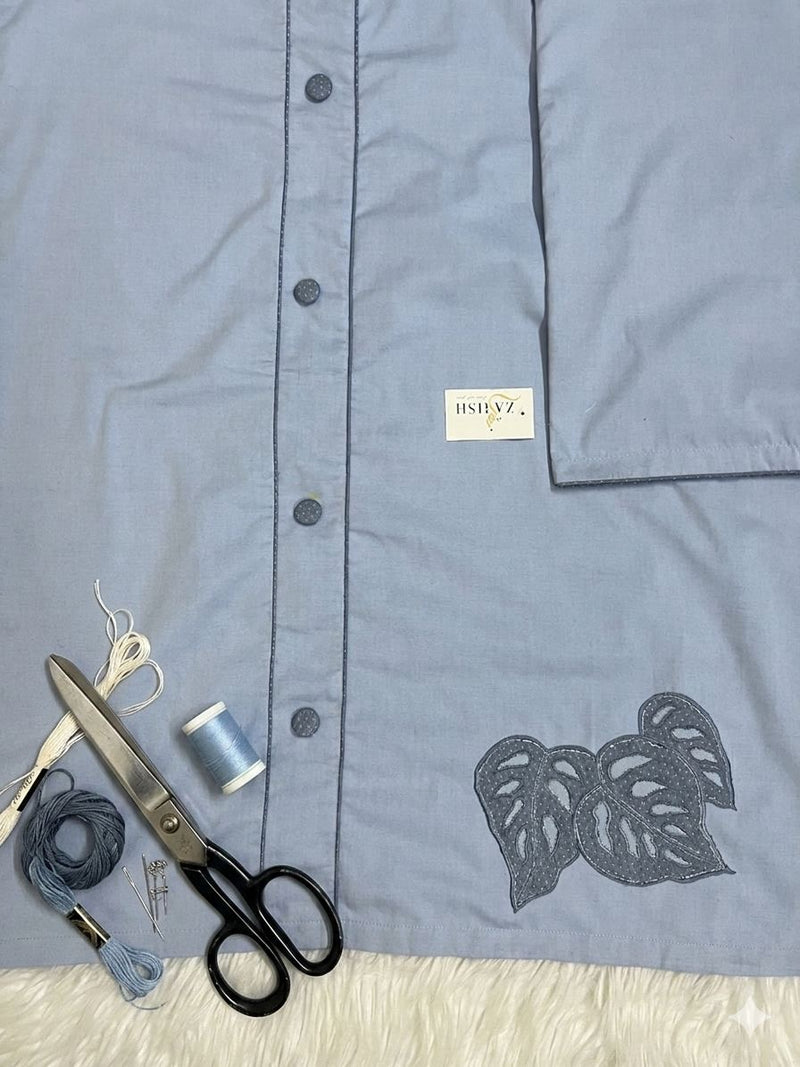 Arctic Blue Monstera Denim Rida Sale