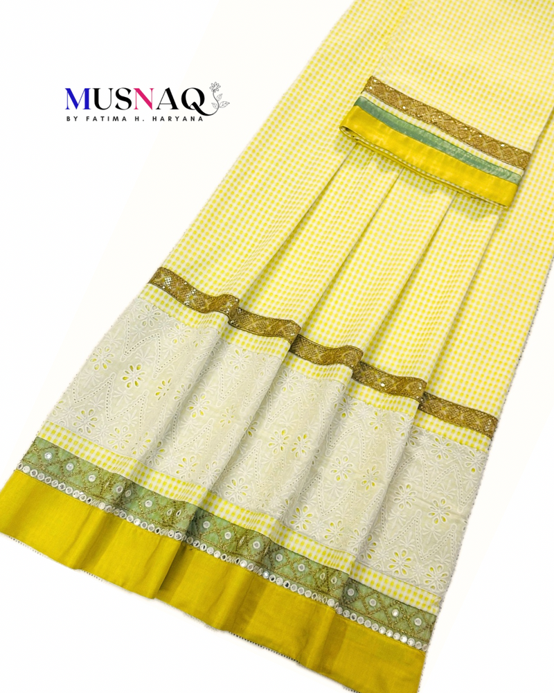 Yellow & white check Rida with hakooba panel