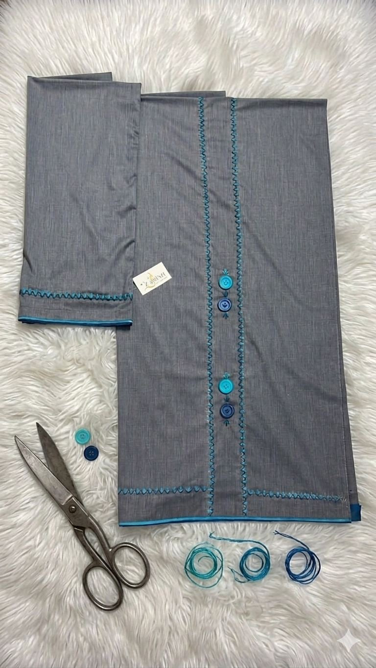 Steel Blue Denim-Cotton Fusion Rida