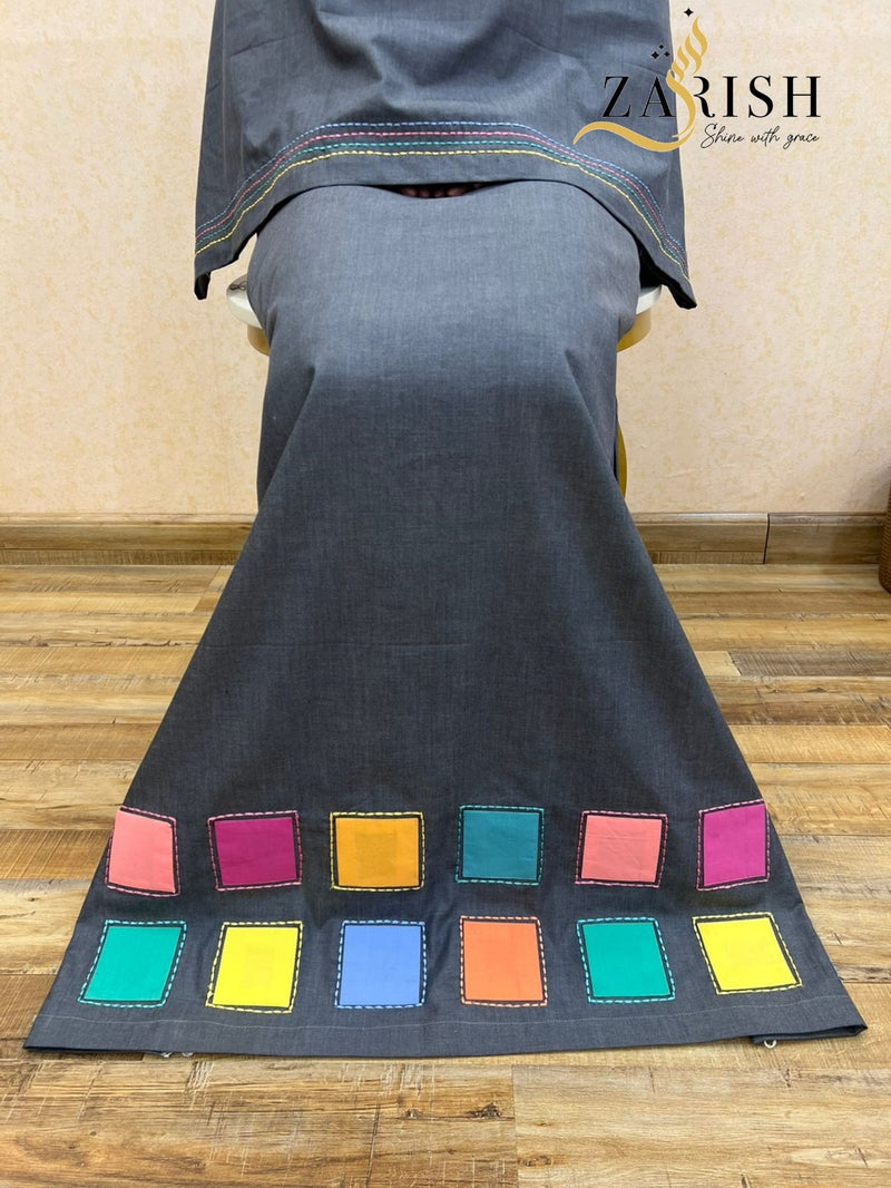 Grey Denim Patch work