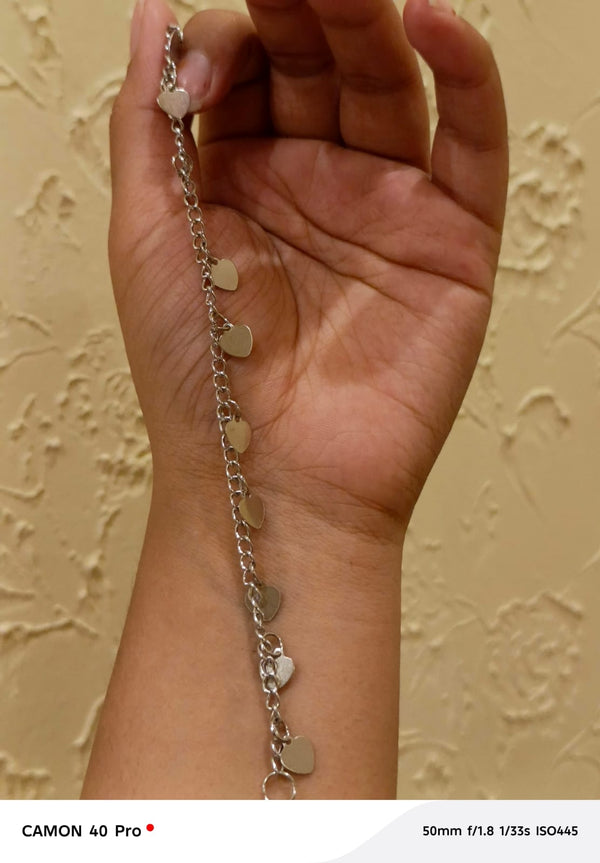 Heart Cascade Bracelet – Silver Tone