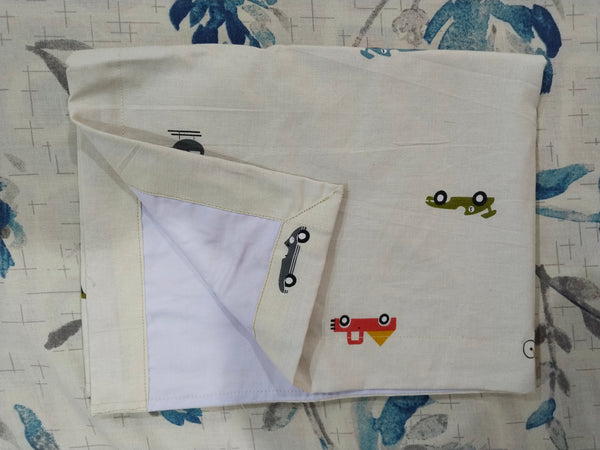 Toddler friendly Masallah in beige cars print