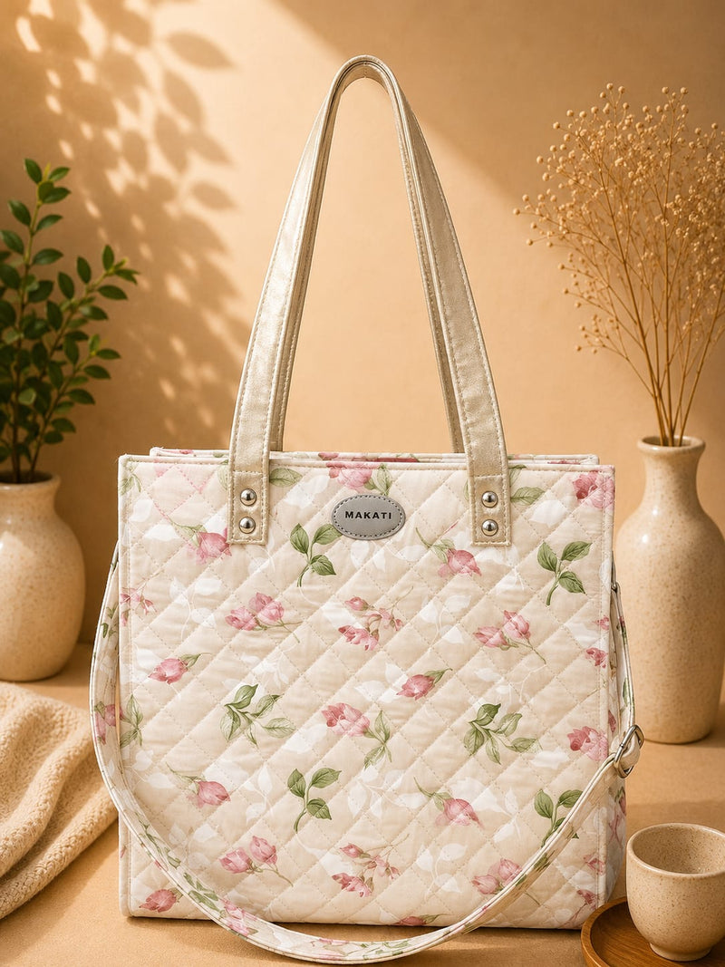🌸 Quilted Rosebud Tote Bag
