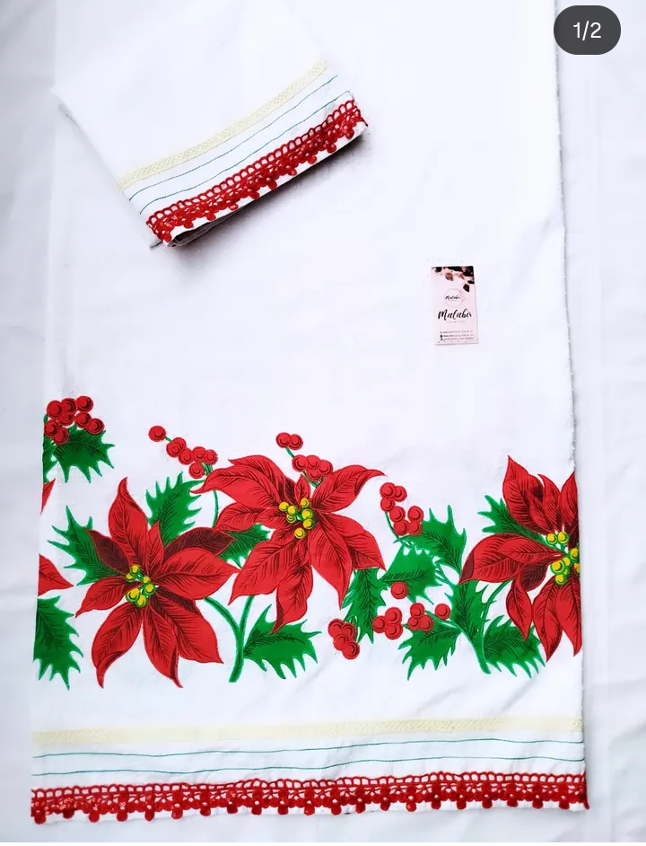 Classic red and green for the season. This hand-finished design from Malabis is all about holiday cheer."