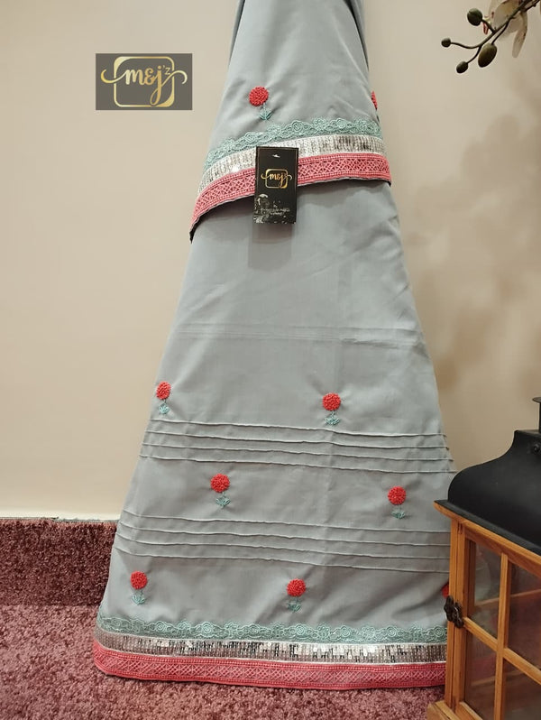 Grey with red embroidery