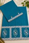 Two Tone Teal Shade Hand Embroidered Rida