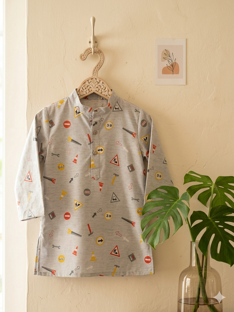 Grey Excavator kurta size 18