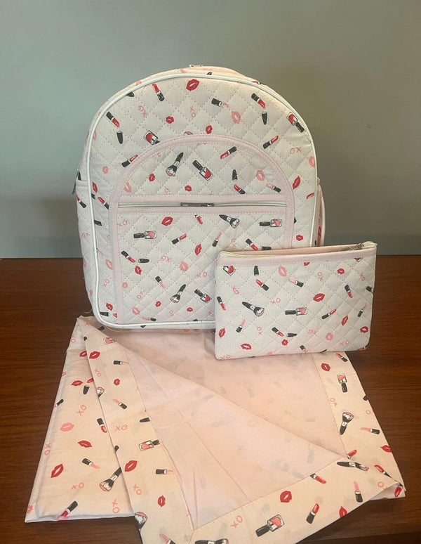 Kids quilted bag with non quilted masallah and pouch