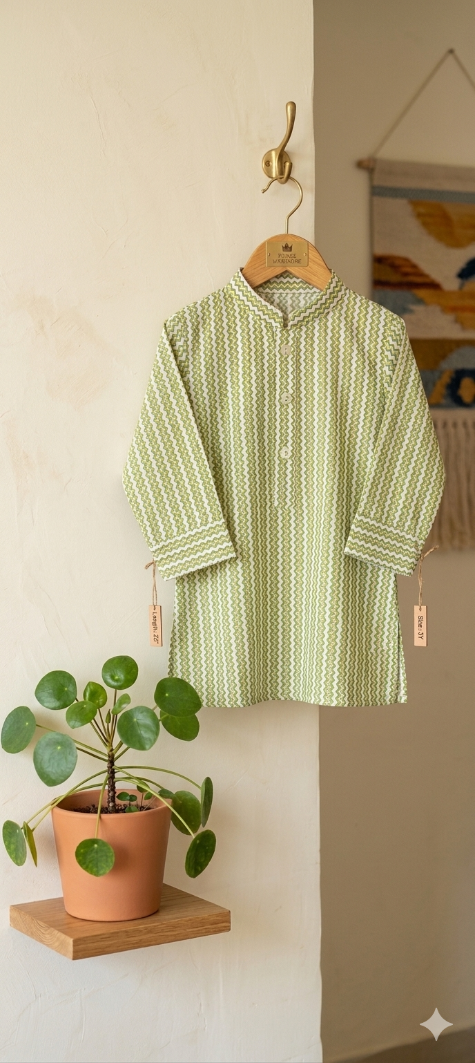 Green Zigzag kurta size 18