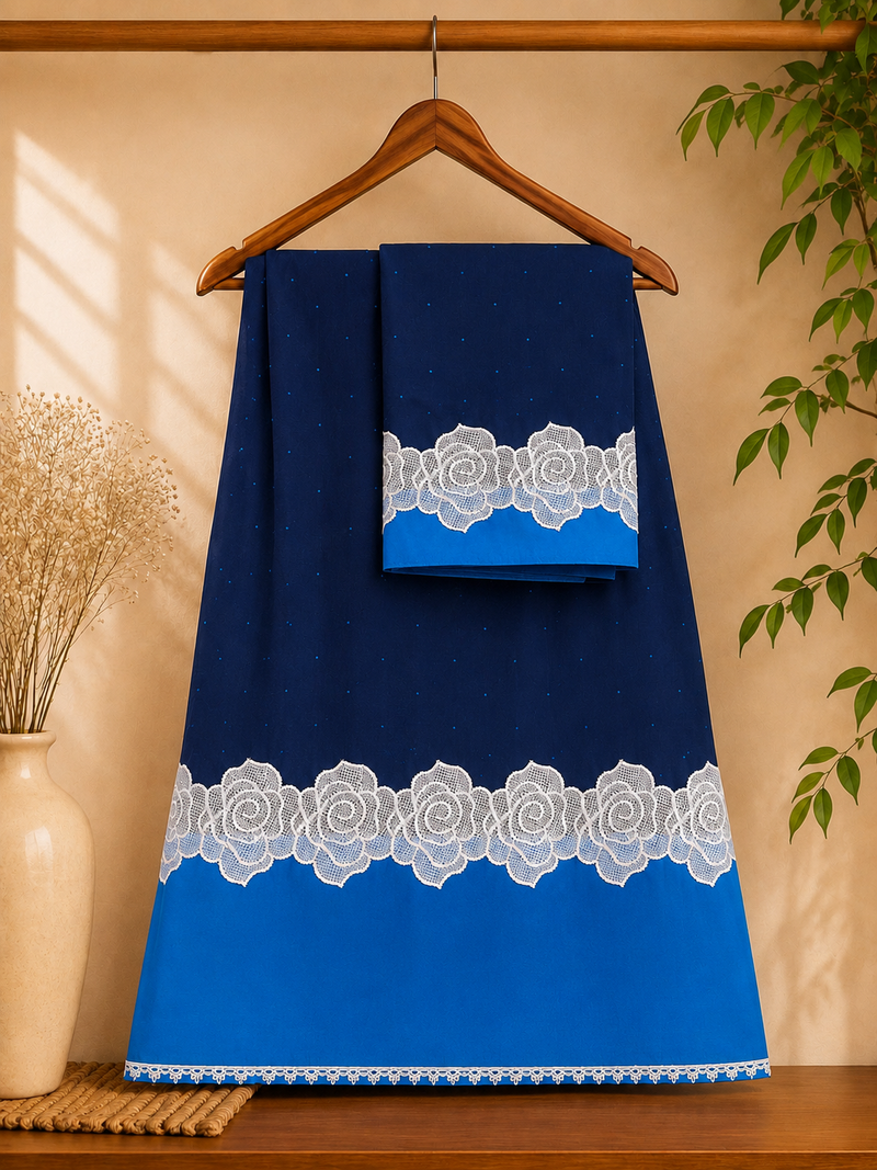 Navy Blue Polka Dots Semi-Formal Rida
