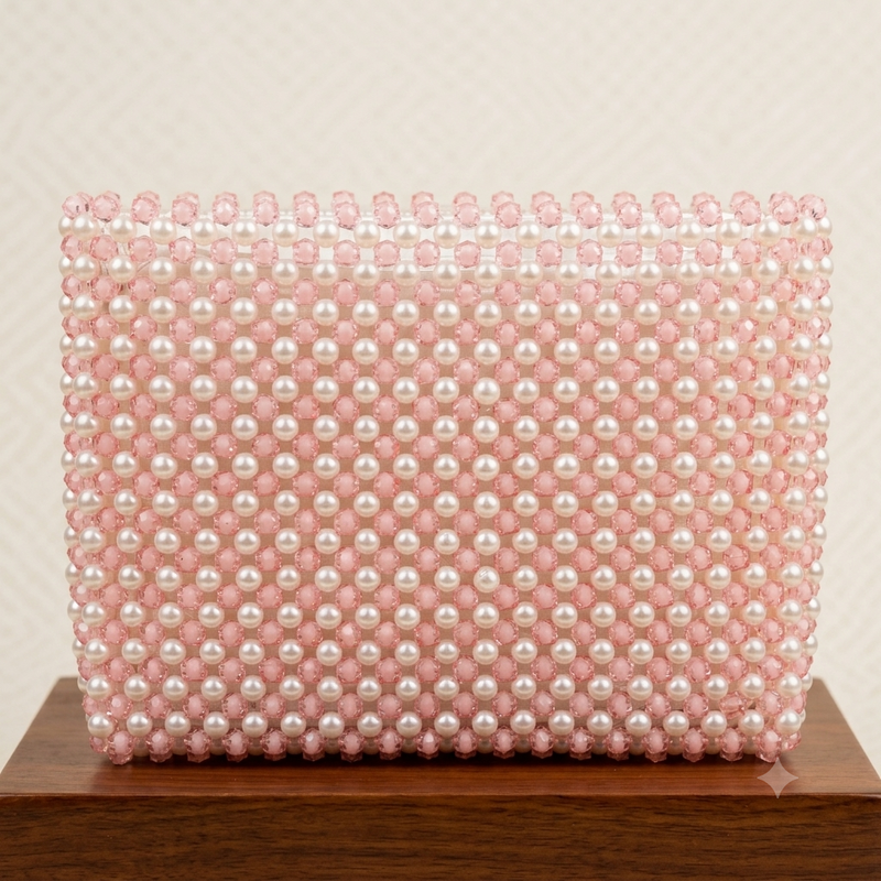 Peach and pearls beaded bag