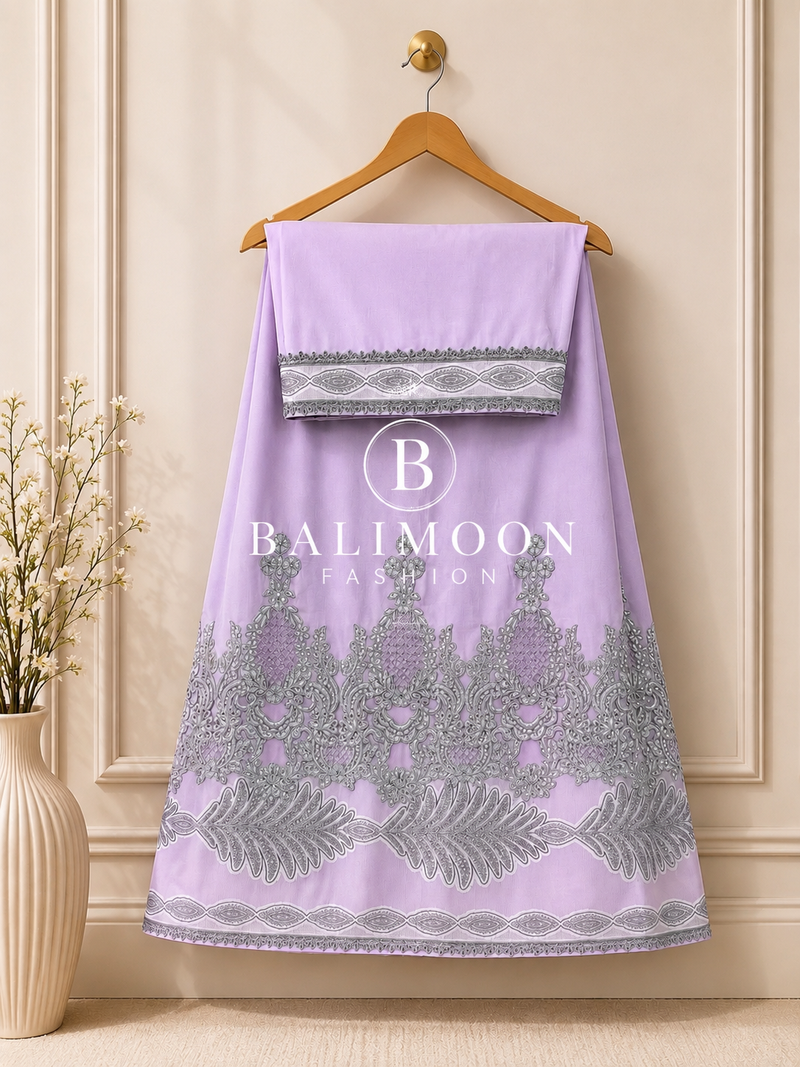 Lilac Color Heavy lacing Rida Sale