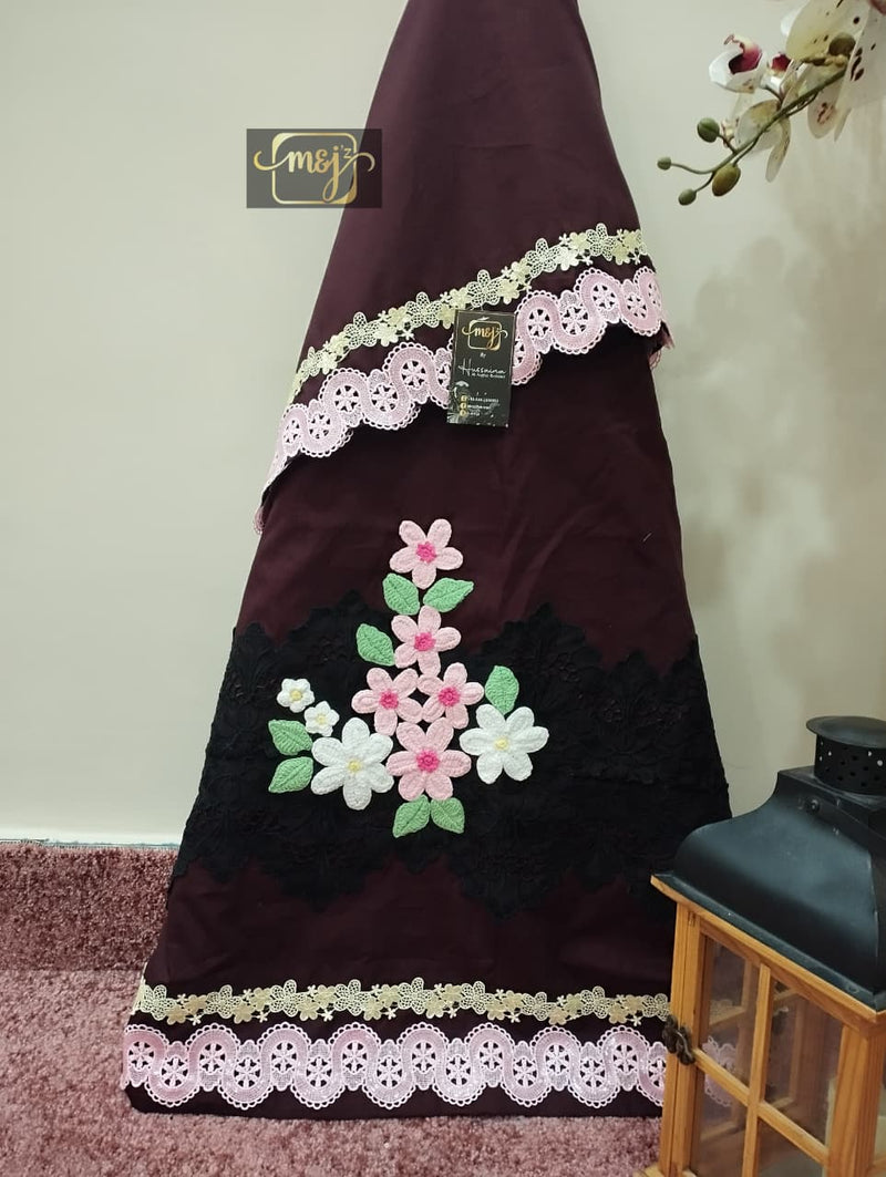 Maroon with crochet