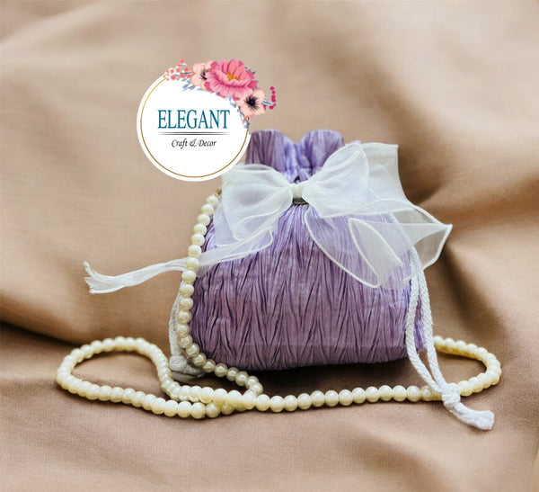 Satin potli pouch with long pearl chain