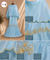 Sky Blue With Gold Hand Embroidered Rida