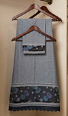 Abaya Fabric Grey and Black Contrast Panel Rida