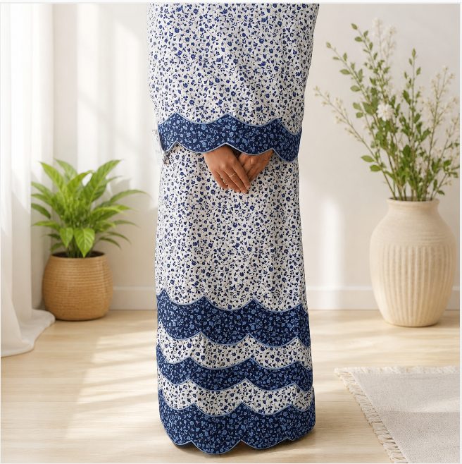 Charming blue florals for a timeless look."