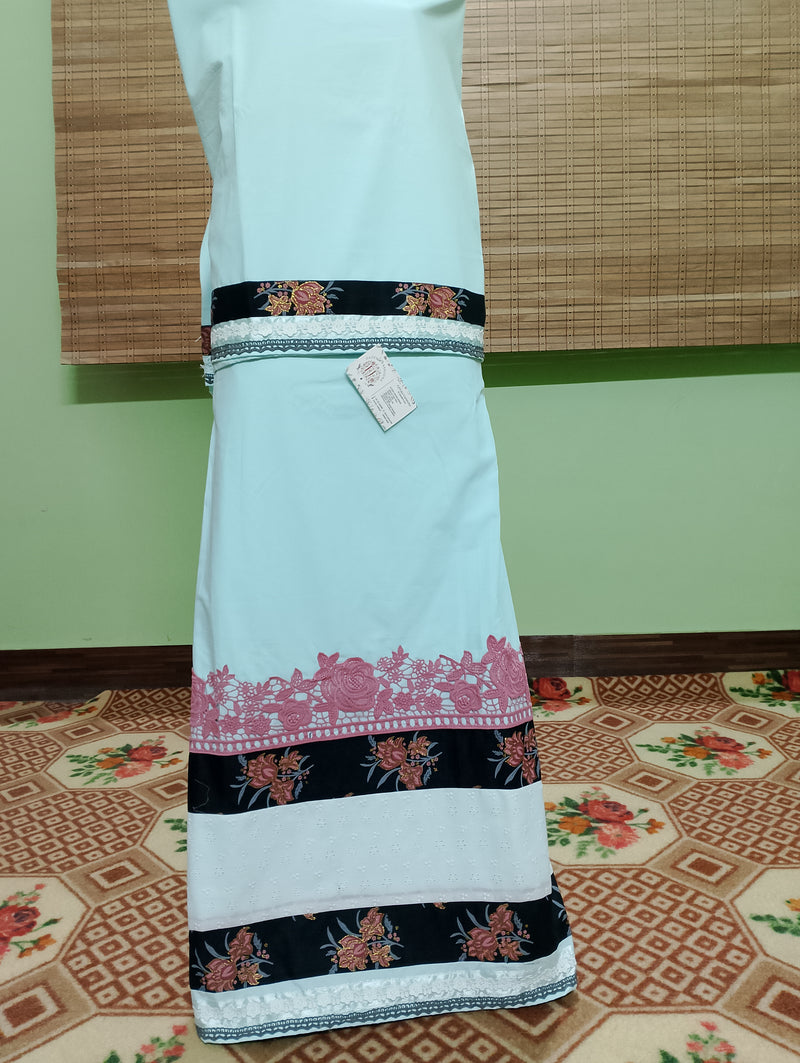 Turquoise blue with applick lace