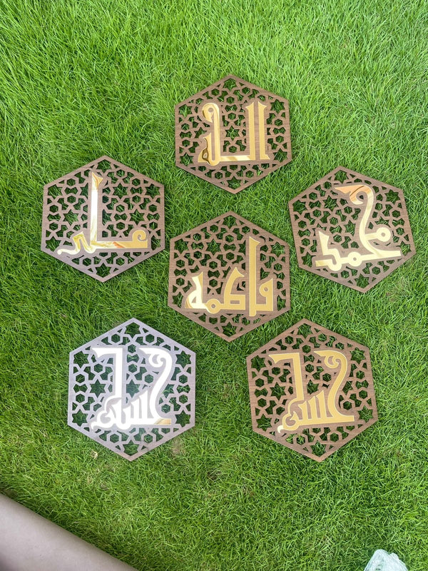 Panjatan Pak names: gold acrylic on ply wood