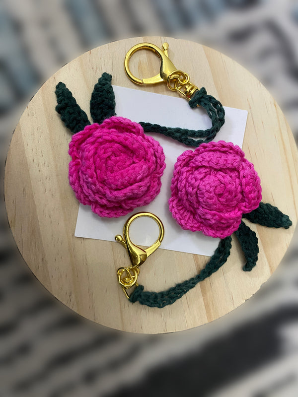 Crochet floral keychains