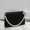 "Black Pearl Bag with White Handle"