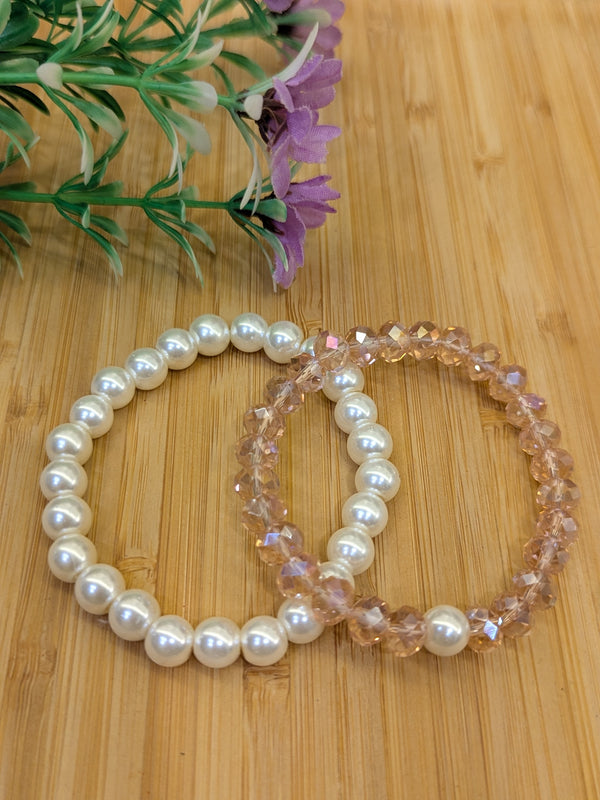 The Eternal Duo of Pearl & Crystal Bracelet Set