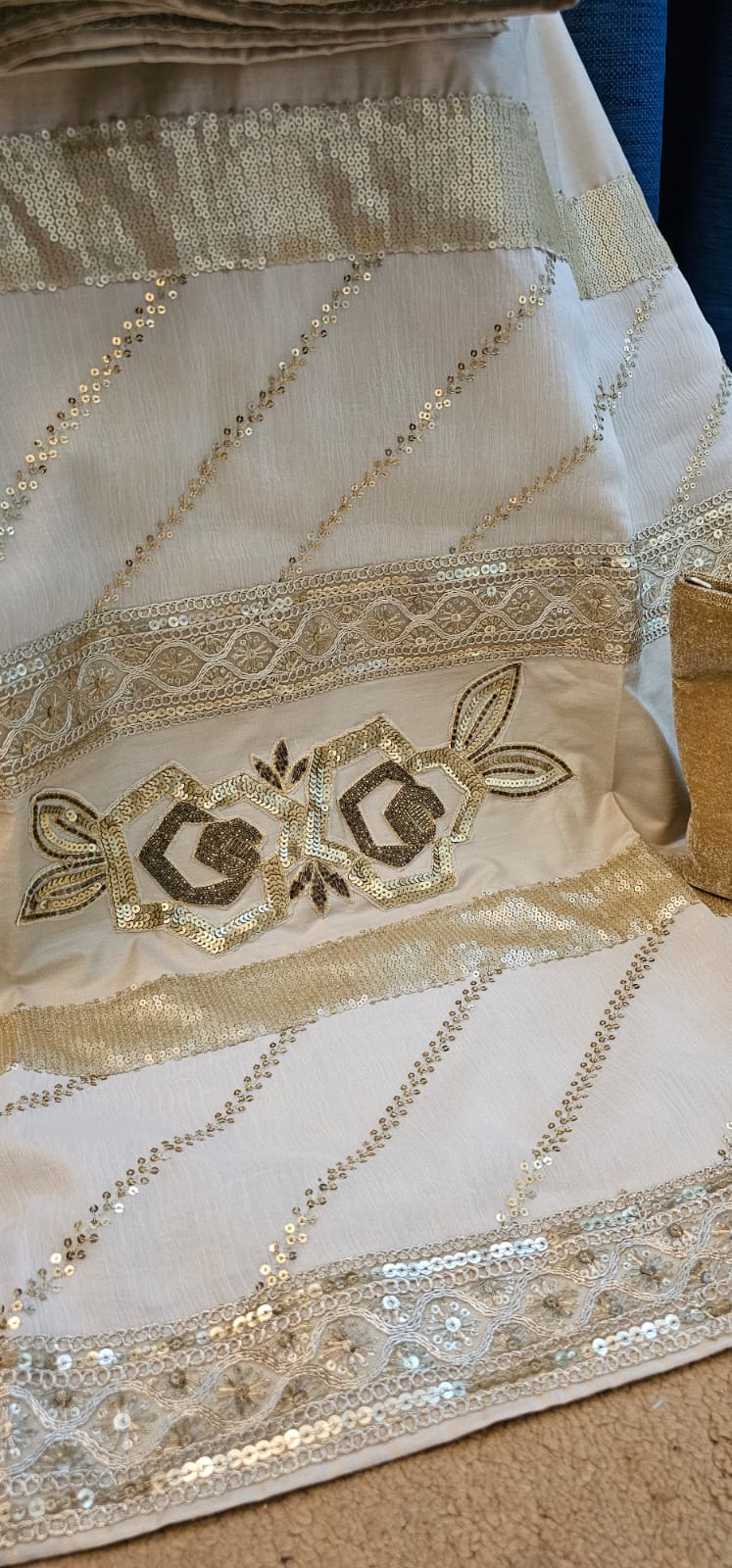 Festive beige and liquid Gold Rida Sale