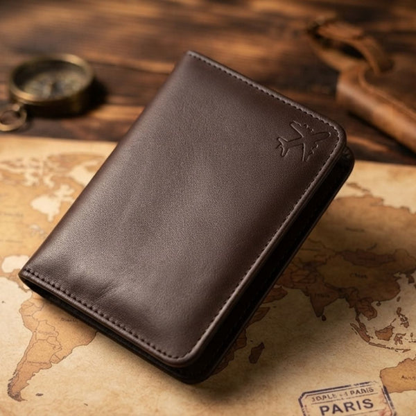 Passport Leather Wallet – Dark Brown