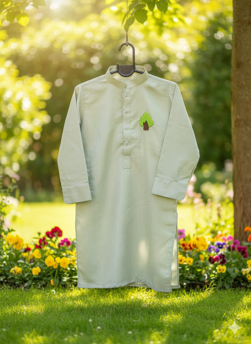 Pista green Kurta with tree patch size 24