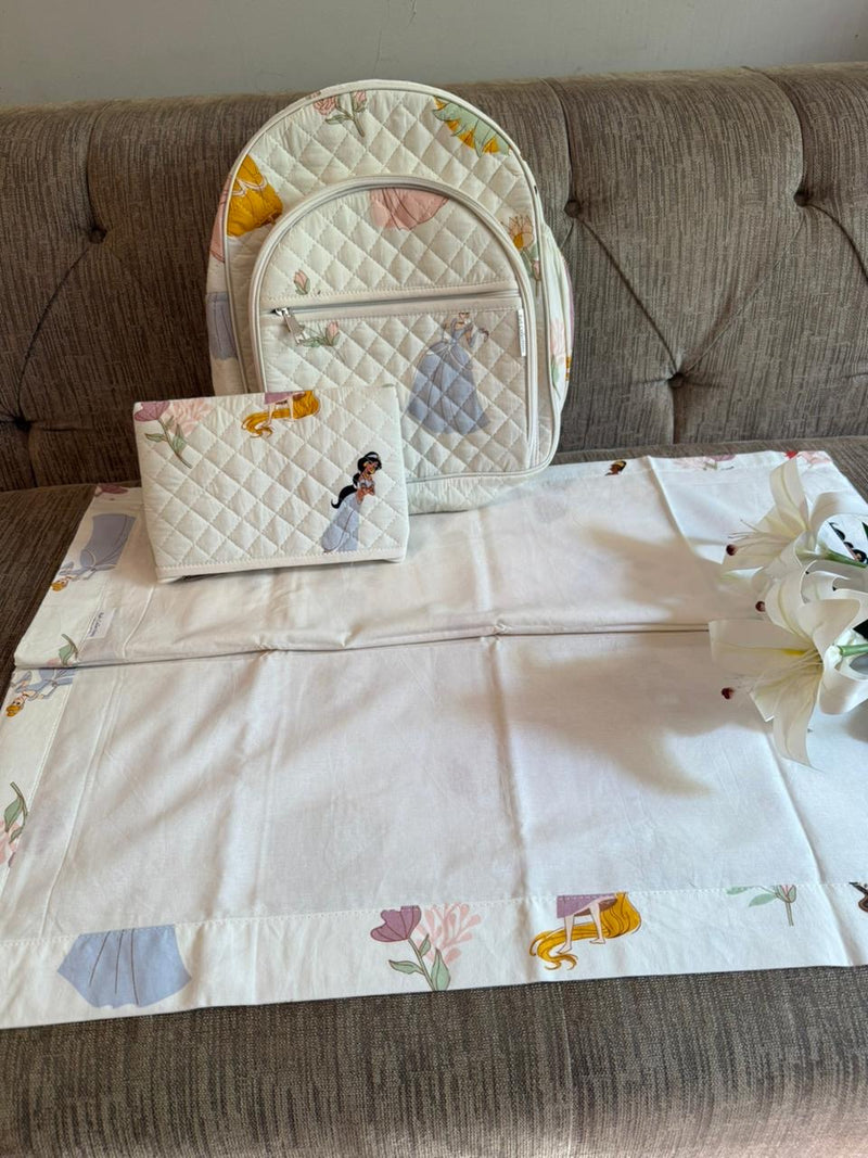 Kids quilted bag with non quilted masallah and pouch