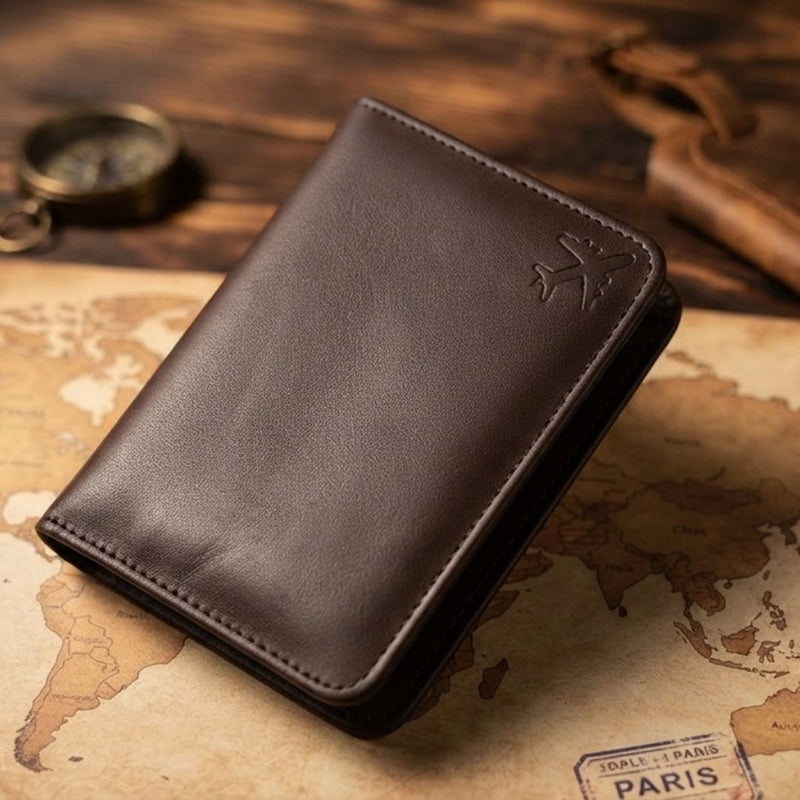 Passport Leather Wallet – Dark Brown