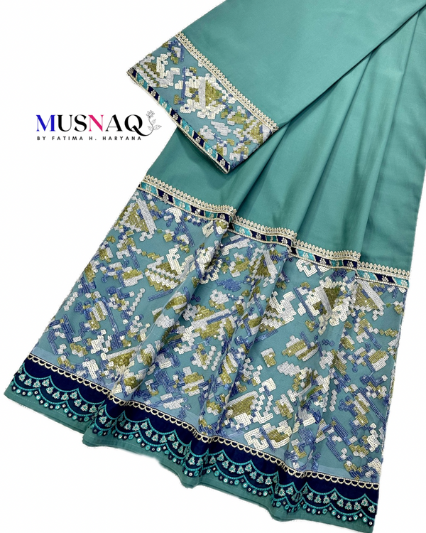 Teal Green with Sequins panel rida